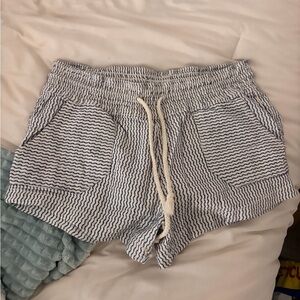 Girls  Black and white Striped Drawstring Shorts